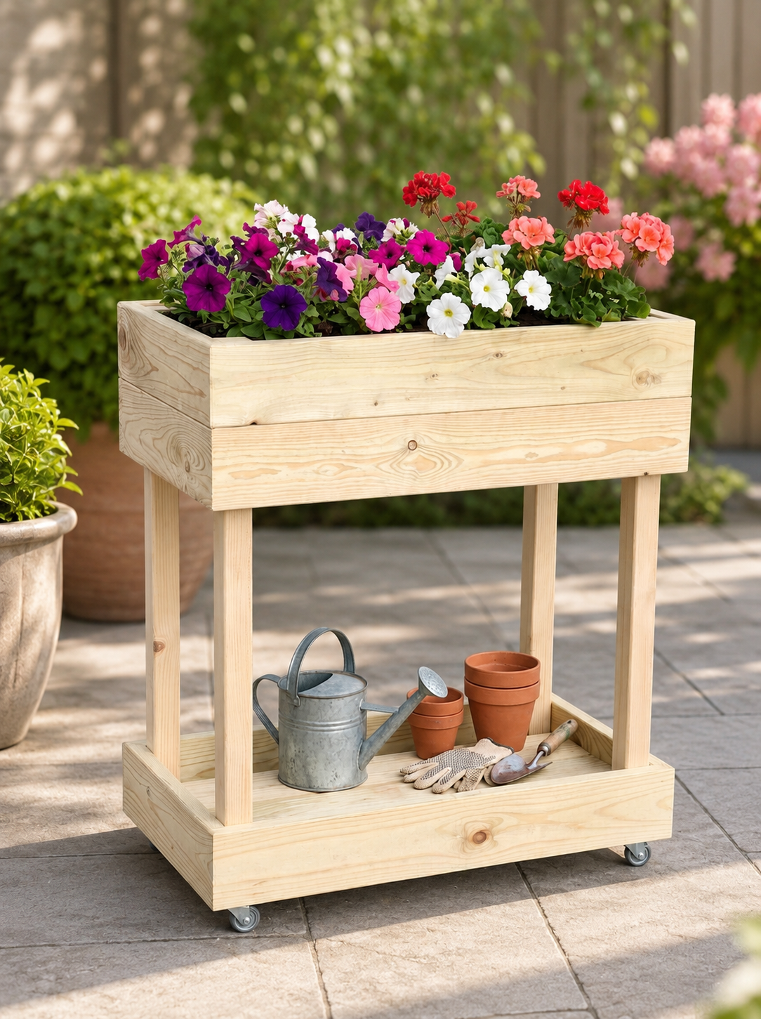 Moovy — Bac Potager Bois Mobile
