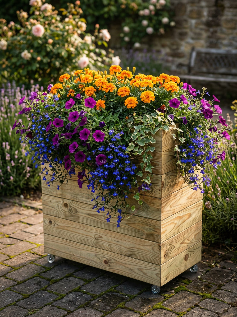 Moovy — Bac Potager Bois Mobile